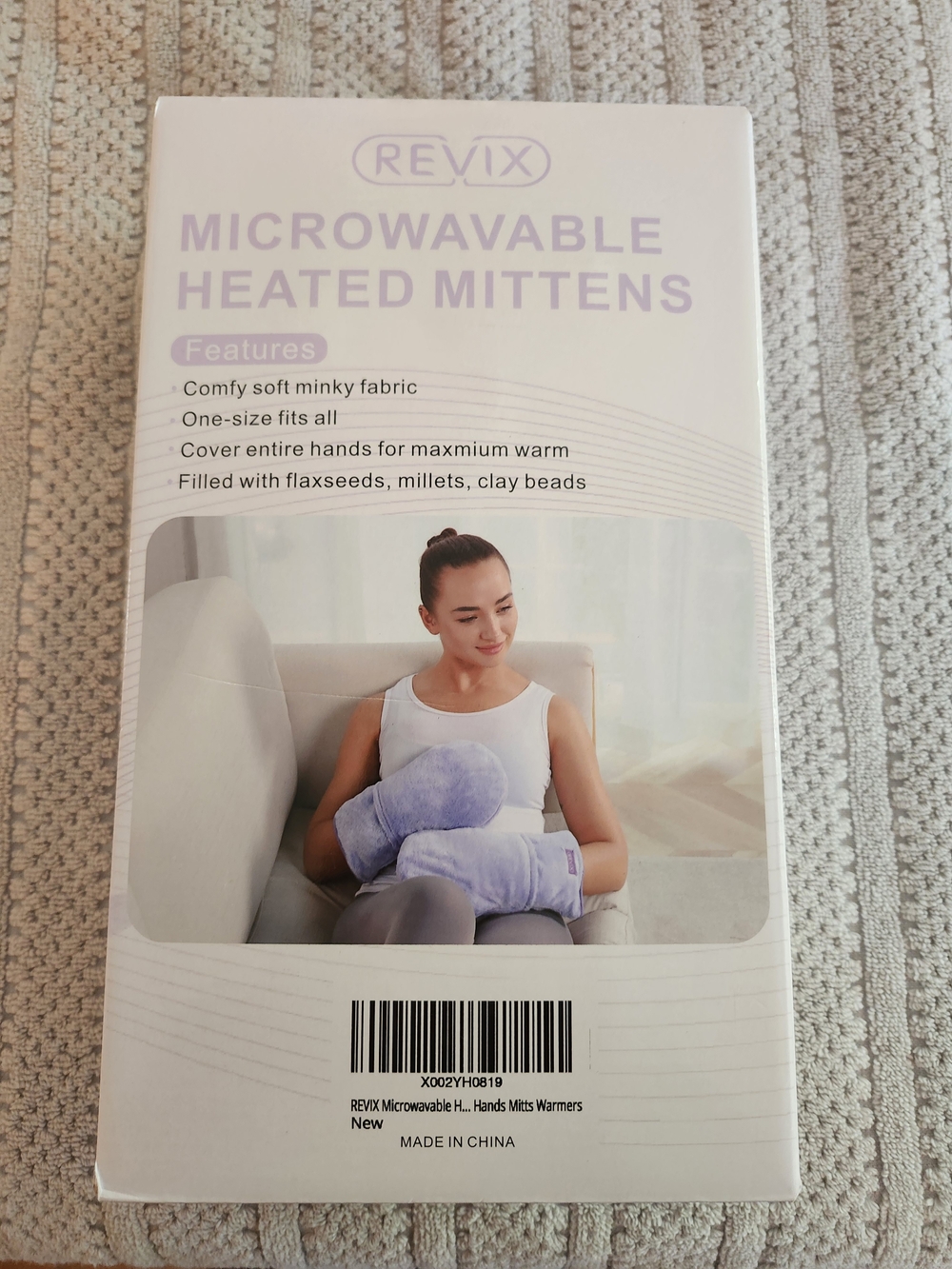 Revix Lavender Microwavable Heated Mittens - Soft Warm Hand Warmers 0161